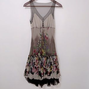 BCBG Max Azria Silk & Mesh Floral Dress